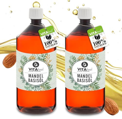 VitaFeel Mandel Basisöl, süß, 2000 ml, vegan, gentechnikfrei, ideal zur Haut- und Haarpflege, für Aromatherapie & als Basisöl für Massageöle oder Naturkosmetik