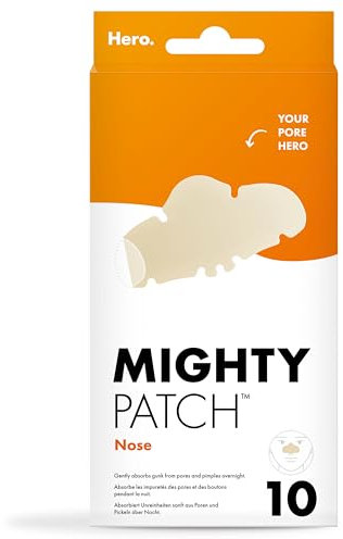 Hero Mighty Patch Nose: Patch anti-acné à l'Hydrocolloïde qui absorbe les impuretés des pores et des boutons sur le nez dès 6 heures, boîte de 10 patchs.