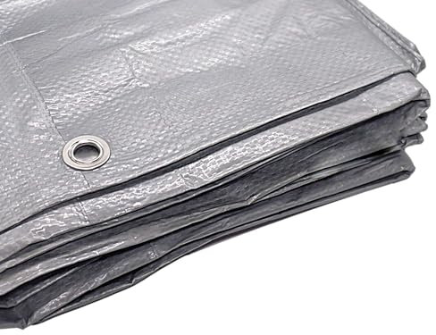 SKIR'CO Telone grigio 4 x 5 m, impermeabile, 110 g/m², con occhielli, telo protettivo per auto, telone multiuso