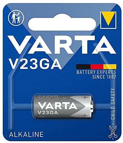 Pila alcalina 23A 12V, Dimensiones Ø10,3x28,5mm, Ideal para mandos a Distancia y Dispositivos electrónicos. Blister de 1 Unidad.