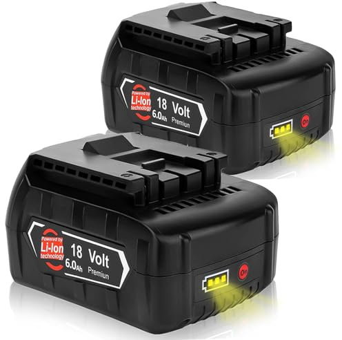 2 baterías de Repuesto de 18 V, 6,0 Ah/6000 mAh para BAT618 BAT618G BAT609 BAT609G BAT619 BAT619G BAT610G BAT610 BAT618 BAT612 BAT622 Piezas de Repuesto de batería 18V