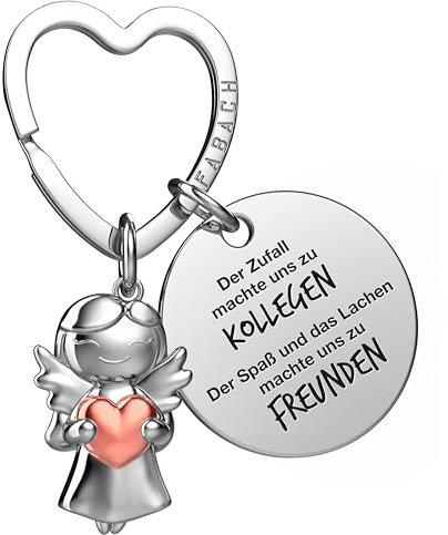 FABACH Beste Kollegin Schlüsselanhänger Schutzengel Glücksbringer mit Herz und Gravur - Abschied Kollege Abschiedsgeschenk - Geschenke Arbeitskollegin Geschenk für Kollegin mit Herz