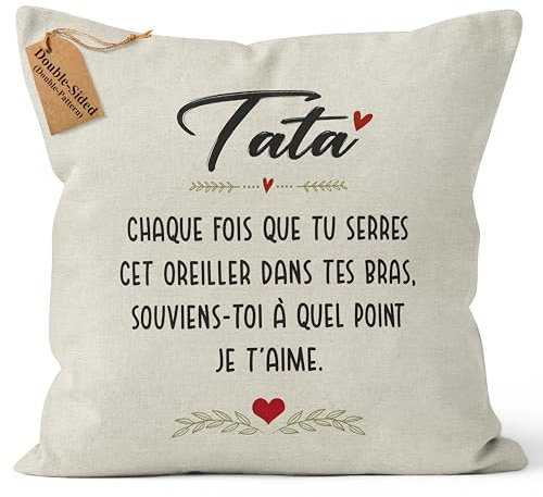 CROWNLY® Housse de Coussin Personnalisé 45x45 - Cadeau Original pour Tata