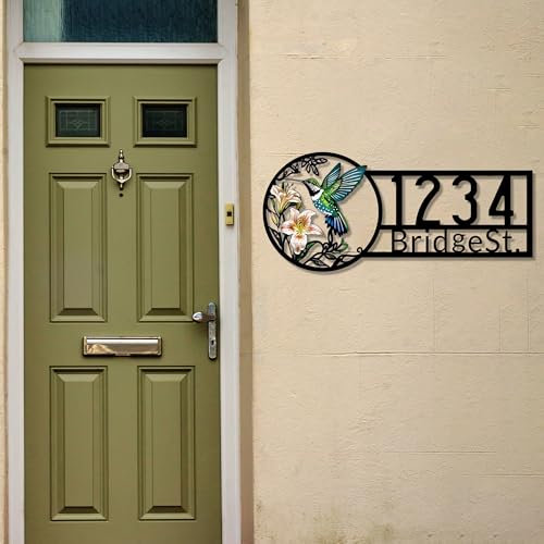 Personalisierte Blumen- und Vogelhausnummern für draußen, Vogel-Adressschild, Haustürschild, individuelle Hausnummern, Metall-Adressschilder für Häuser, Haustürdekoration, neues Haus, Geschenkideen