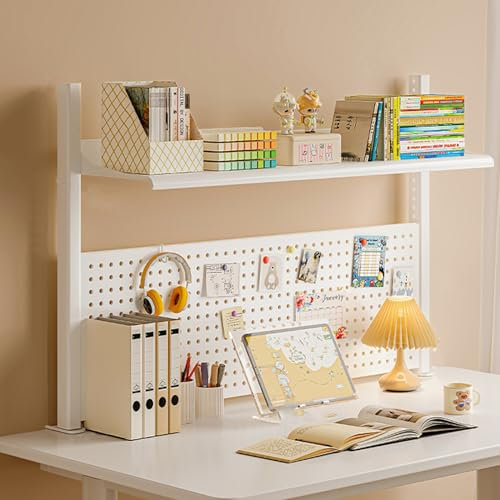 Wooden Pegboard,Desk nizer with Clamp On Pegboard Extension Small Desk Shelf Unit for Extra Storage Side Table Attachment for Increased Workspace Size: 100 * 20 * 66cm/39.3 * 7.8 * 26in