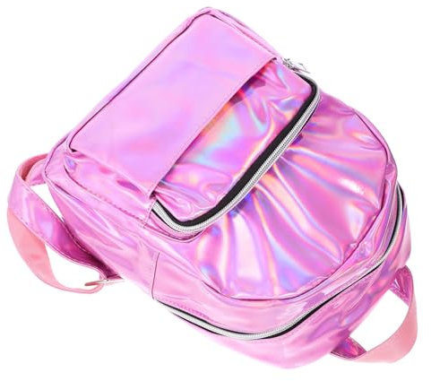 GALPADA Holografischer Rucksack Für Mädchen Plüschig Mit Pinkem Finish Geräumig Und Leicht Als Schul Oder Handtasche