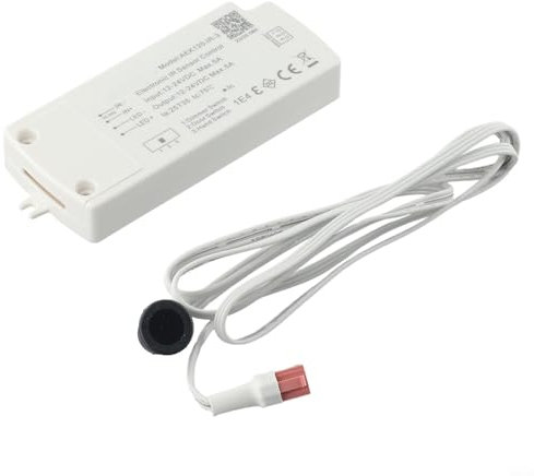 Interruptor de sensor de movimiento sin contacto para luz de armario de cocina, 12-24 V CC 5 A, detector infrarrojo, rango de 5 a 10 cm, ángulo de 100°, carcasa de plástico