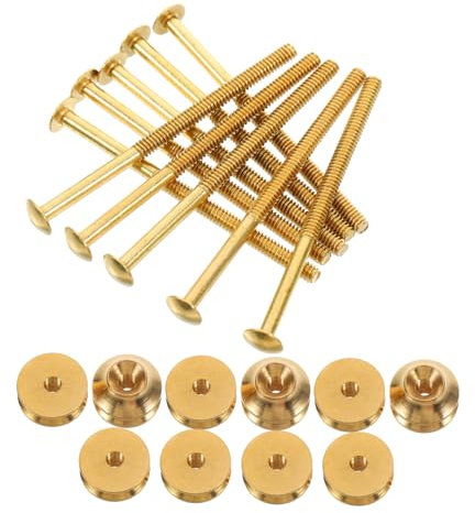 Zerodeko Teapot Replacement Knob Screw and Nut Set 10 Sets Small Copper Long Brass Screws Assortment Kit for Furniture and Metal Applications