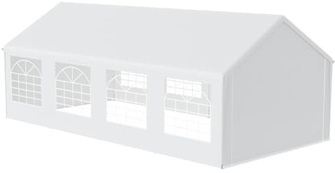 SUBTLETY Tonnelle de jardin pliante 4 x 8 m 32 ㎡ - Protection UV 50+ - Avec parois latérales et fenêtres - Imperméable - En tissu PE et cadre en métal - Pour festival, mariage - Blanc