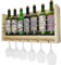 Portabottiglie da parete in legno con portabicchieri, mensola sospesa per 7 bottiglie di vino e 6 calici, scaffale da cucina, cantinetta rustica murale, mensola bar, legno naturale 60x32x12 cm