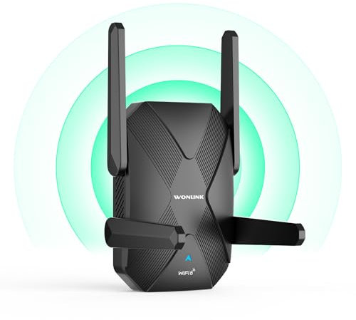 WONLINK Repetidor WiFi 6 Amplificador Señal WiFi, AX1500 Dual Banda 2.4/5Ghz con 4 Antenas, Puerto de Ethernet, WPS, Luz Indicadora de Señal, Extensor Wi-Fi Soporte Modo Repetidor/Router/Ap, EU Plug