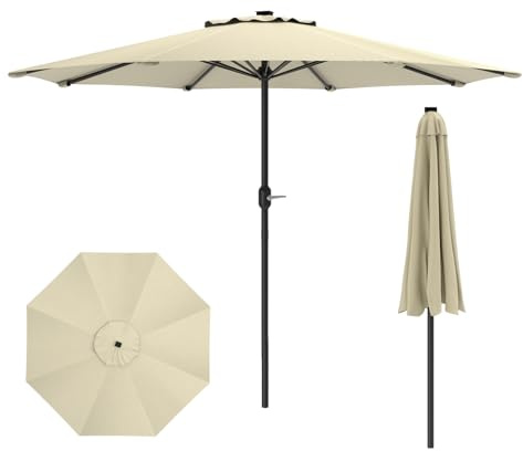 Kidsgigglz Parasol déporté en aluminium + bâche - Dispositif à manivelle avec support - Protection UV - Toile imperméable - Fonction 360 ° - Parasol de jardin, de marché, camping, piscine