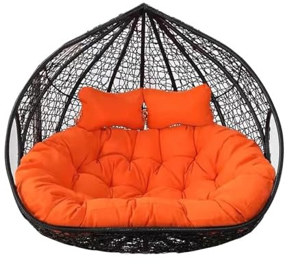 FYCYGG Twin Sitzkissen Hängesessel Kissen: 2 Personen Ultra Dick Anti-Verformung Auflagen Polster für Schwingsessel, Outdoor Indoor Hängesessel Polsterauflage(Orange,Not Waterproof)