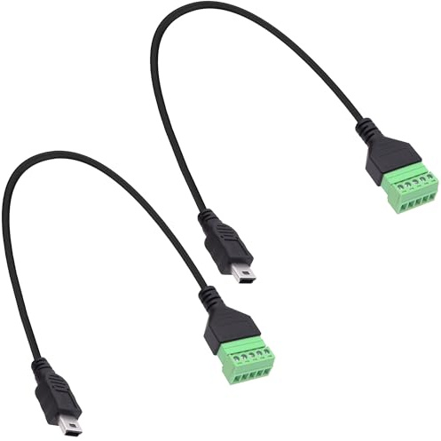 YARCHONN Cable conector de bloque de terminales de tornillo mini USB macho a bloque de terminales sin soldadura de 5 pines, cable adaptador de tipo enchufable, cable de extensión para reparación de