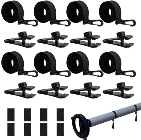 24PCS Sangle Enrouleur Bache Piscine, 25 X 16 X 10 Cm Enrouleur Bache A Bulle Piscine, Comprenant 8 Sangles avec Crochets, 8 Clips Et 8 Attaches Auto-agrippantes