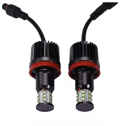 Ojos de Angel Luces, Ojos de Angel Bombilla LED Angel Eyes Halo H8 180W CREE LED Luz de posición Halo Xenón Blanco Uso apto para BMW E60 E61 E90 E92 E70 E71 E82 E89(2 Pcs White)