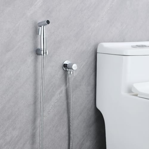 Dileci – Douchette WC Murale Chromée – Jet Puissant et Précis avec Robinet Marche/Arrêt – Support Mural Inclus – Design Moderne et Durable – Hygiène et Propreté