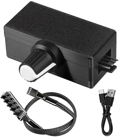 PWM Geschwindigkeitsregler, PWM Lüfterregler mit 4 Pin 5-fach Lüfter Hub | PWM-Regler 0.5A 12V mit USB C Stromkabel für DIY WasserküHlung, KüHler