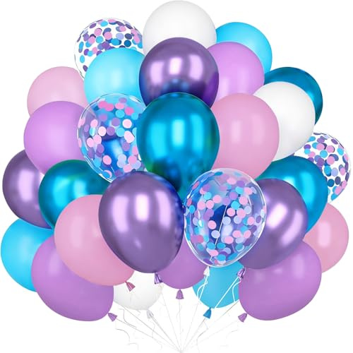 Luftballons Rosa Lila Blau, 60 Stück Kpop Helium Ballons Blau Lila Rosa | 12 Zoll Ballons Blau Lila Rosa Partyballon, Hochzeit Geburtstag Mädchen Babyparty Meerjungfrau Prinzessinnen Brautparty Deko