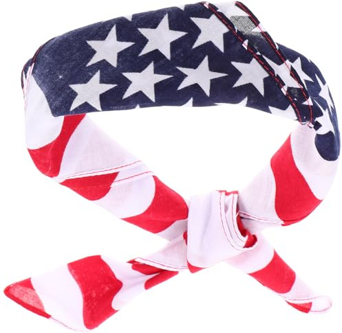 TOYANDONA Quadratisches Kopftuch und Unabhängigkeitstag für Patriotische Paraden mit US Flagge aus Baumwolle Bedrucktes Stirnband Vielseitig Verwendbar Leicht zu Verstauen