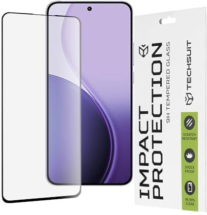Techsuit Displayschutzfolie für Oppo Reno14 F, Reno14 FS 5G Gehärtetes Glas mit 9H Härte, Vollständige Abdeckung, Stoßschutz, Oleophobe Beschichtung, Anti Fingerabdruck, 111D Full Glue