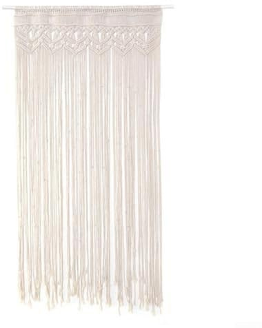 Handmade Cotton Rope Door Curtain - Bohemian Woven Tapestry for Window Arch Wedding Backdrop - Beige Macrame Room Divider Decor 95x180cm(95x180cm)
