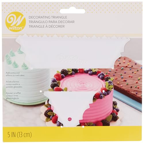 Wilton Triangular Cake Decorating Comb: Plastic Icing Scraper and Spatula for Decorating Cake Edges - 13 x 13 cm