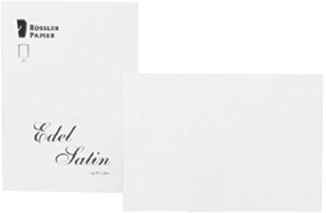 Rössler Edel Satin-Kartenpack | Kartenset | 20 Blanko Karten zum Selbstgestalten | Format DIN A6 | Einladungskarten blanko | 11 x 2 x 21 cm | 1 Stück | Farbe: Weiß