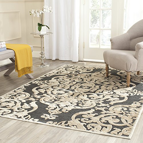 SAFAVIEH Traditionell Teppich für Wohnzimmer, Esszimmer, Schlafzimmer - Paradise Collection, Kurzer Flor, Stein und Anthrazit, 160 X 229 cm