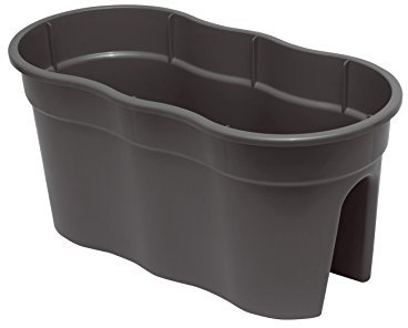 KHW | Flowerclip XL 2er-Set | Anthrazit | Pflanzgefäße für Balkon- & Geländerbegrünung | wetterfest & UV-beständig | Zwei Pflanzkammern | für Geländer Ø bis 6 cm | dekorativ & stabil | Made in Germany