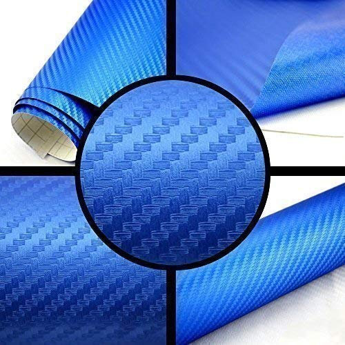 TipTopCarbon 8,55€/m² Autofolie 3D Carbon Blau metallic 152cm breit BLASENFREI mit Luftkanäle 3D Flex Selbstklebende Folie Auto folierung