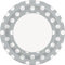 Unique Party 37285 - 23cm Silver Polka Dot Party Plates, Pack of 8