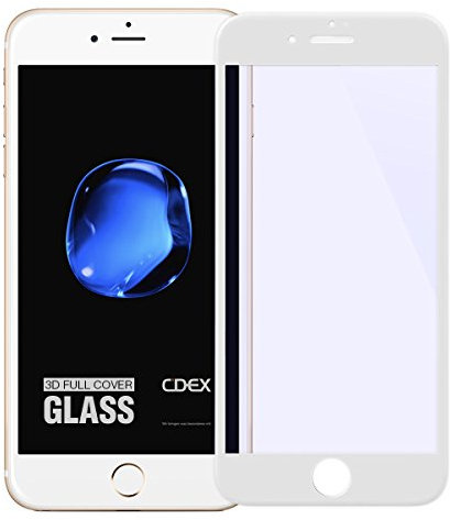 doupi FullCover Protection Ecran pour iPhone 8 Plus / 7 Plus (5,5 Pouces), Prime Film en Verre Trempé 0.3mm 9H Ultra Résistant Protecteur, Couverture complète, Blanc