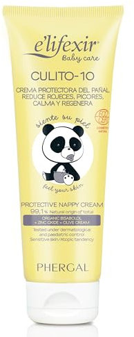 Elifexir Baby Care Culito 10 Crema Protectora de Pañal, Reduce Rojeces, Picores y Aísla de la Humedad, Hidrata y Calma, con Óxido de Zinc, 99% Ingredientes Naturales, Hipoalergénica, 75 ml