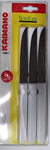 Kaimano Lot de 6 couteaux à steak à dents larges. Fabriqué en Italie