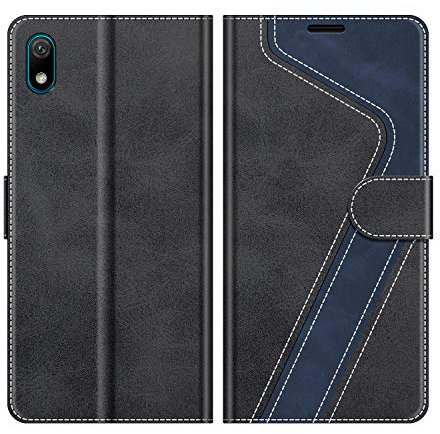 MOBESV Phone Cover For Huawei Y5 2019, Flip Wallet Case for Huawei Y5 2019 / Honor 8S Phone Case, Black/Dark Blue