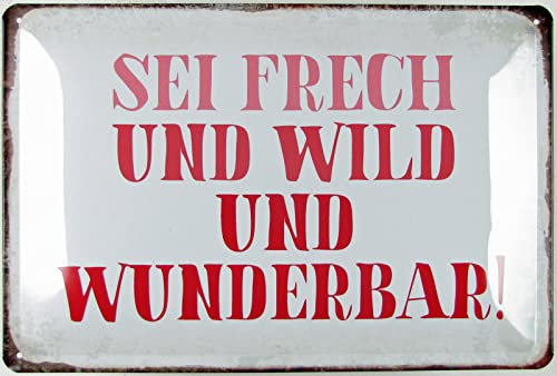 Blechschild 20x30cm gewölbt Sei frech und wild und wunderbar Spruch Sprüche Deko Geschenk Schild
