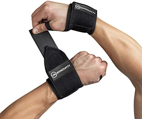 SINOVATI Fitness Handgelenk Bandagen, Handgelenkstütze Sport, Wrist Wraps für Fitness, Crossfit, Calisthentics, Powerlifting, Bodybuilding, Handgelenkschoner Fitness (Stark, Schwarz)