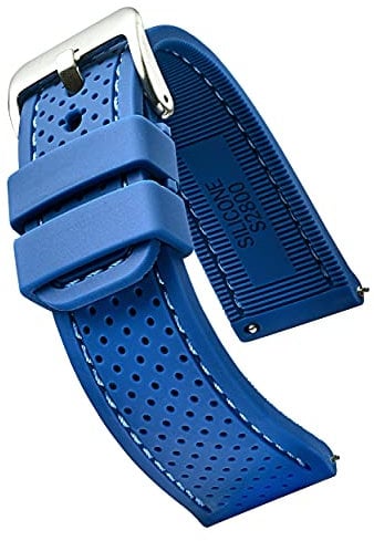 STUNNING SELECTION ALPINE Premium Quality Sporty Silicone Waterproof Watch Band with quick release - Soft Rubber Watch Strap - Assroted Colors - 20 mm, 22 mm and 24 mm (20MM, BLUE)