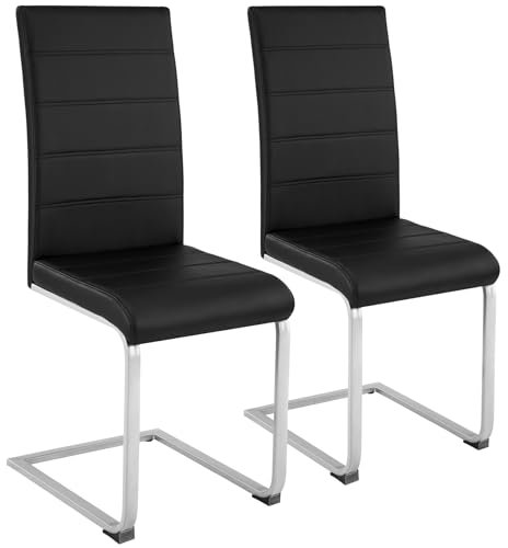 TecTake® Lot de 2 Chaises de Salle à Manger Moderne Chaise Ergonomique Rembourrée Confortable Chaise Design en Cuir synthétique Meuble Salon avec Pieds en Acier pour Salon, Coiffeuse, Chambre