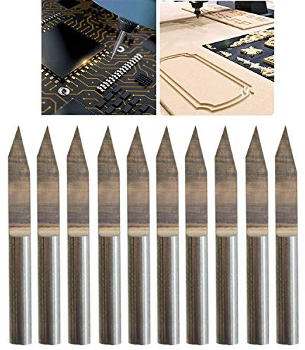 CESFONJER 10 PEZZI 30 ° 0,2 mm, Incisione su Carburo Set di Utensili per Frese Kit per Utensili Rotanti per Macchinari CNC Fresa per Intaglio per Lamiera Marcatura