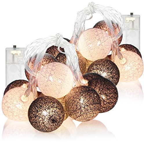 com-four® 2x LED Lichterkette mit Kugeln - Lichterkette batteriebetrieben - LED Deko für Weihnachten, Geburtstag, Hochzeit oder Party - 160 cm