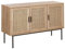 Beliani Modernes Sideboard 3 Rattan-Türen Heller Holzfarbton Schwarze Metallbeine Pasco
