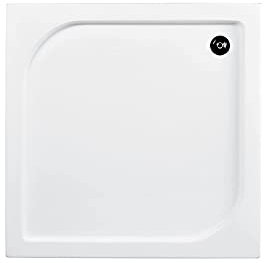 VBChome Duschwanne 80x80 cm Duschtasse Rechteck Quadrat weiß glatt + Ablaufgarnitur Viega fi50 Domoplex Abdeckplatte Sanitär-Acryl