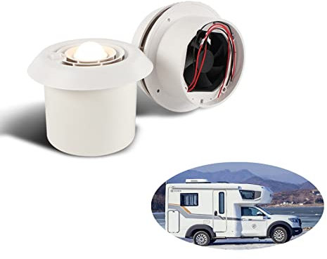 Kuuleyn Ventilador para caravanas, extractor de techo, ventilador de techo de 12 V, 5000 R/min, rejilla de ventilación de techo de aire LED redonda para caravanas
