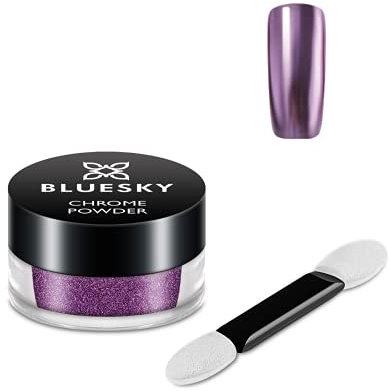 Bluesky Chrome Nail Powder Kit With Applicator Brush Metallic Gel Nail Art Purple 5g