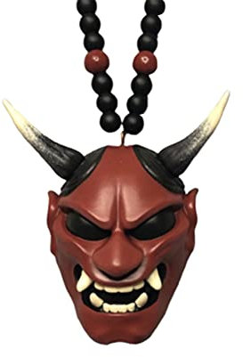 Hannya Japanese Oni - Car Rear View Mirror Charm，Auto HäNgender AnhäNger Mit Samurai Helm，Mode Auto Hängender Dämon Oni Maske Geschenk Männer