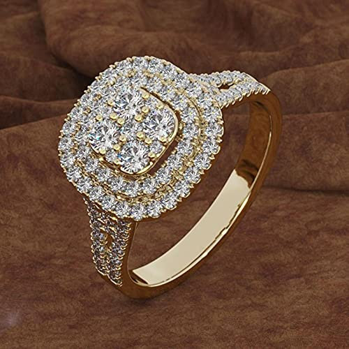 HCMA Bague Micro-cloutée dorée 18 carats pour Femmes Bijoux en Pierres précieuses carrées Bague bagues en Diamant boîte pour Cadeau de Bijoux pour Femmes