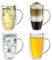 Creano doppelwandiges Thermoglas mit Henkel 250ml, großes Doppelwandglas aus Borosilikatglas, Kaffee-/Teeglas, 4x 250ml