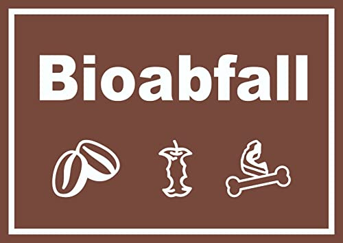 HB-Druck Bioabfall Mülltrennung Schild Text Symbol Essen waagerecht A6 Rückseite selbstklebend